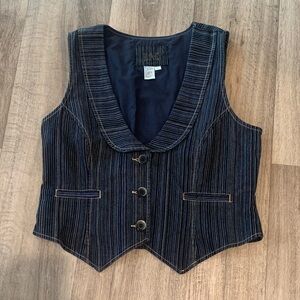 Live a Little Denim Striped Vest with Button Detail